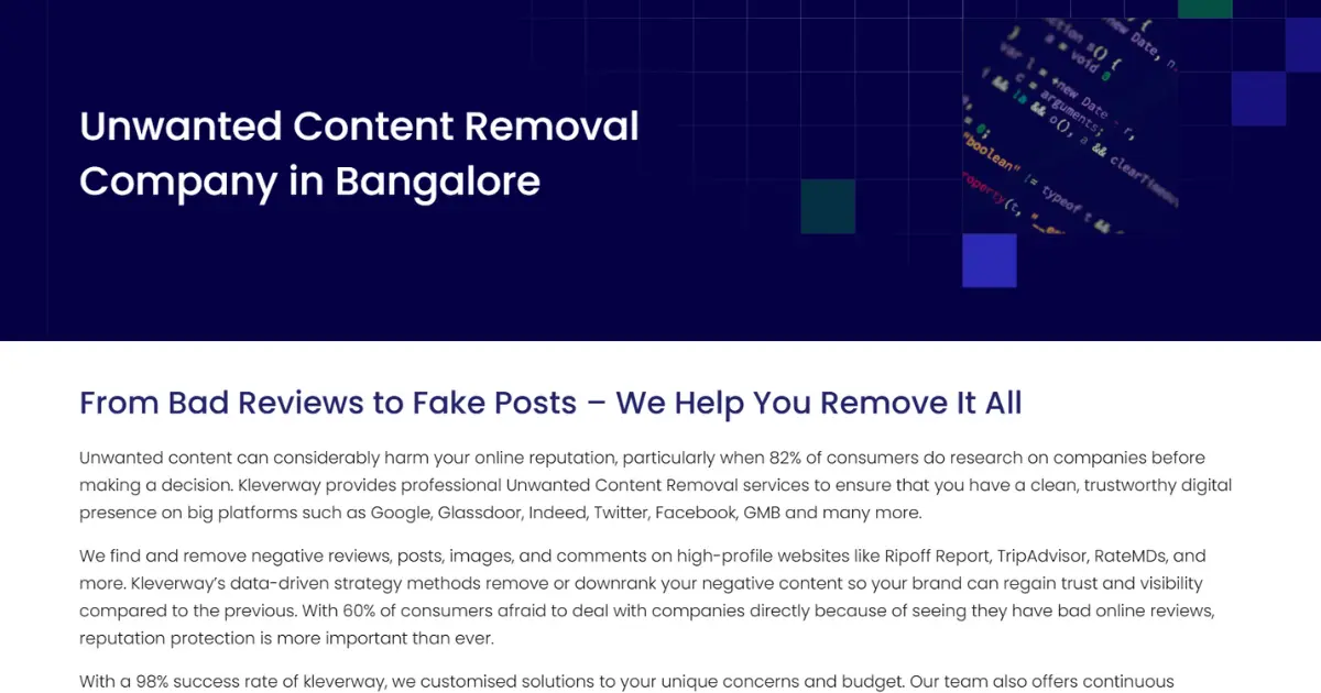 Picture of Unwanted Content Removal Company in Bangalore | Kleverway